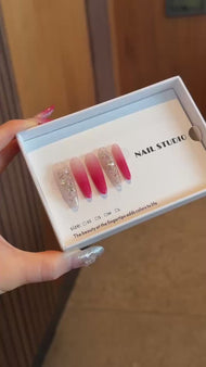 Crimson Sparkle Press-On Nails