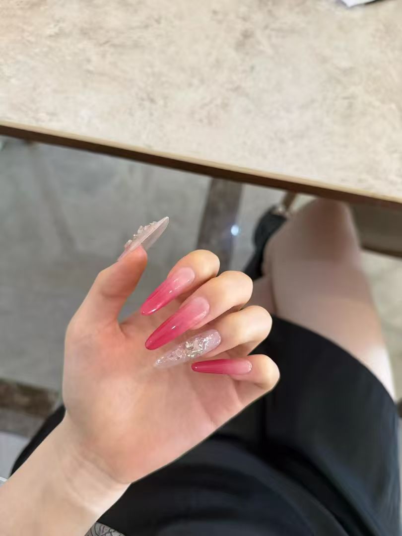 Crimson Sparkle Press-On Nails