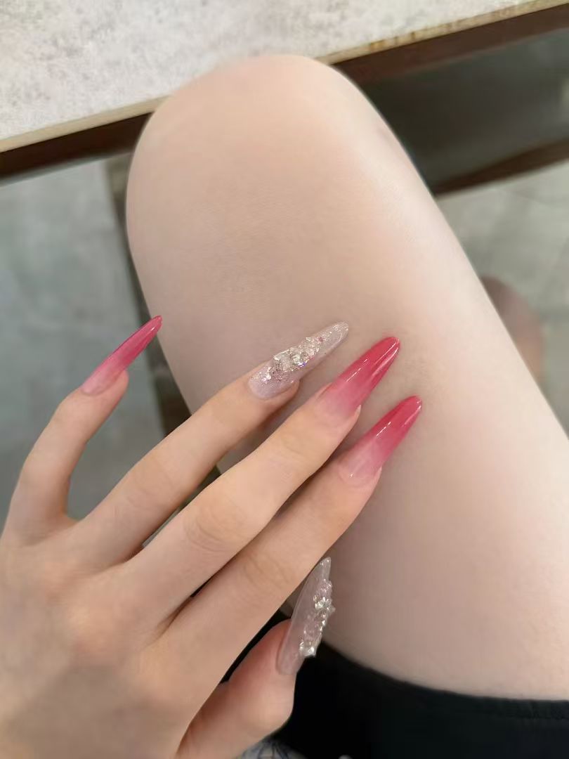 Crimson Sparkle Press-On Nails